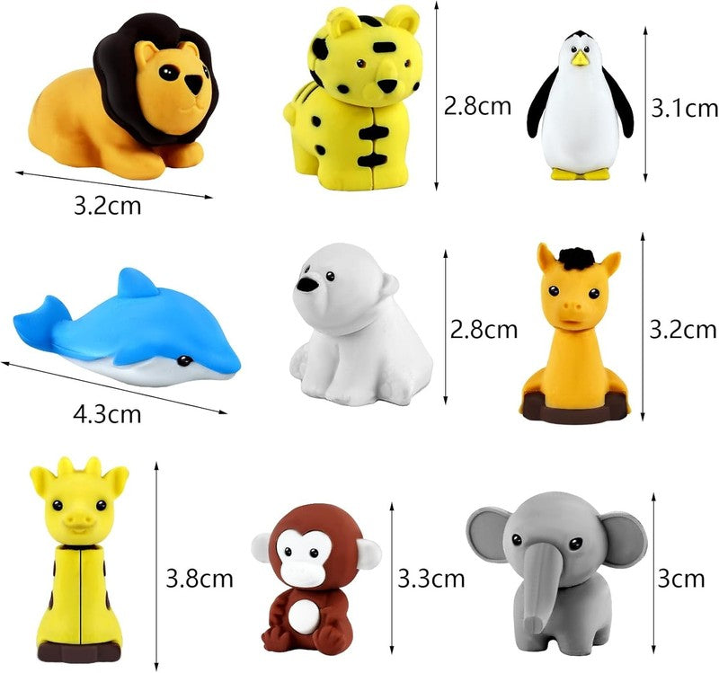 60Pcs Animal Erasers Desk Pets for Kids Animal Pencil Erasers Bulk Puzzle Eraser6