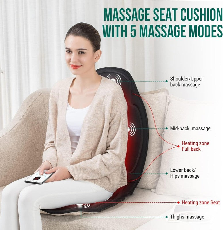 Vibration Back Massager Seat Cushion w/ Heat 6 Motors Chair Pad Home Office1