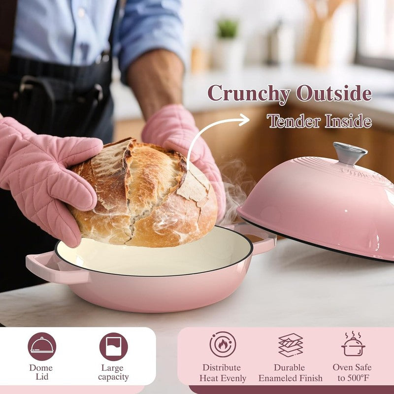 6QT Cast Iron Dutch Oven w/ Dome Lid Sourdough Baking Pink5