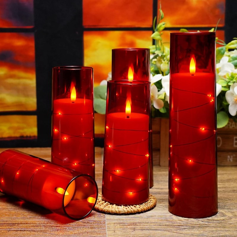 Flameless LED Candles with Timer 5 Pc Flickering Flameless Candles for Romantic 2