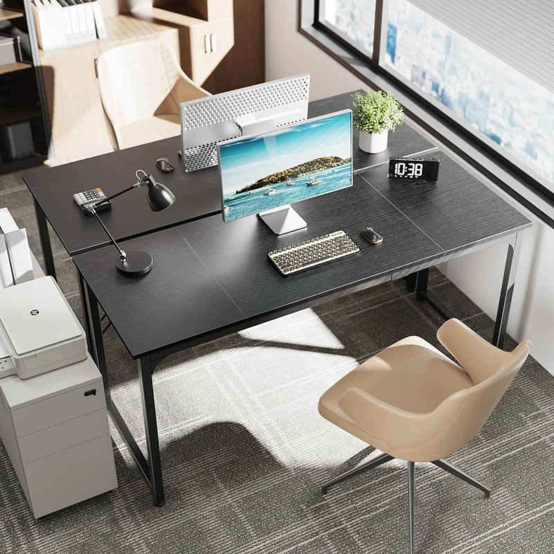 63'' Modern Office Desk Gaming Writing Desk w/ Storage Metal Frame Black1