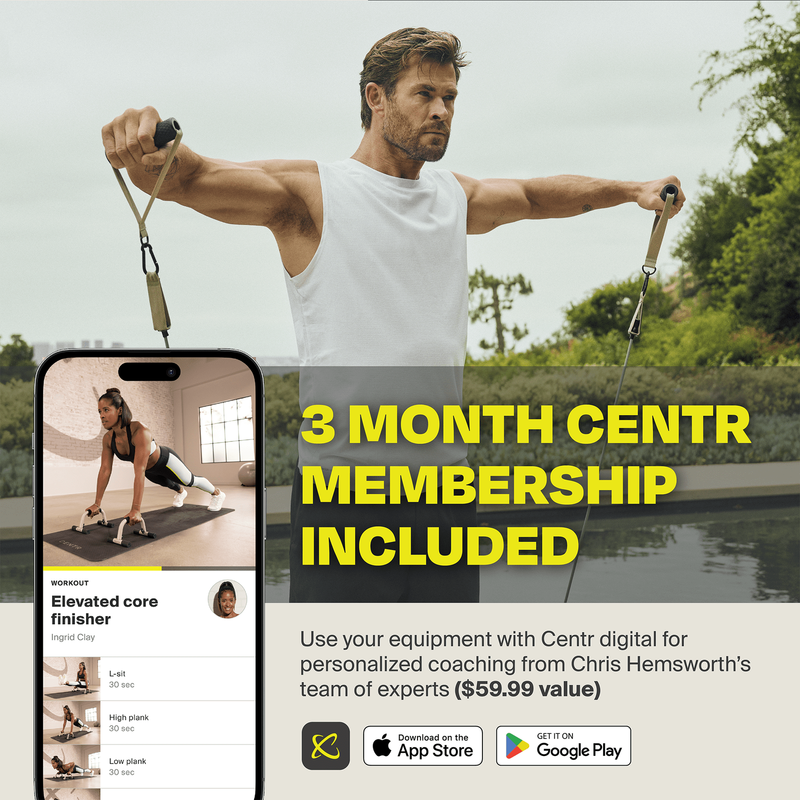 by Chris Hemsworth Push up Handles, Push up Bars + 3-Month Membership2