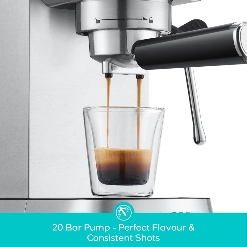20 Bar Espresso Machine with Milk Frother 34Oz Water Tank Silver Coffee Maker8