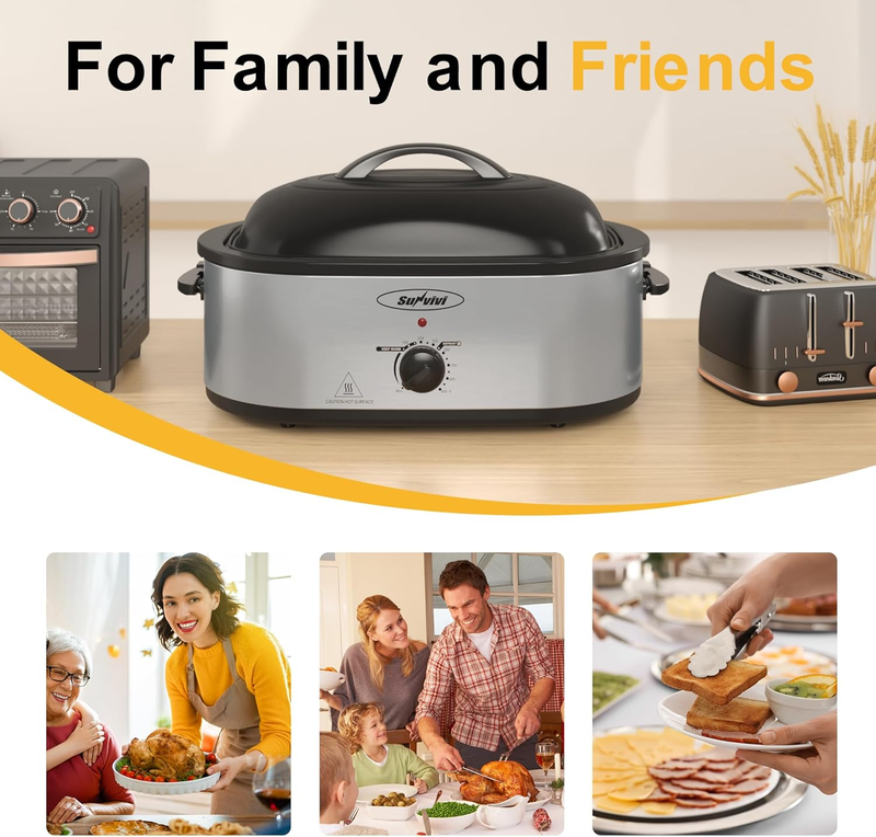 24Lb 20-Quart Roaster Oven, Electric Roaster Oven with Self-Basting Lid, Turkey 5