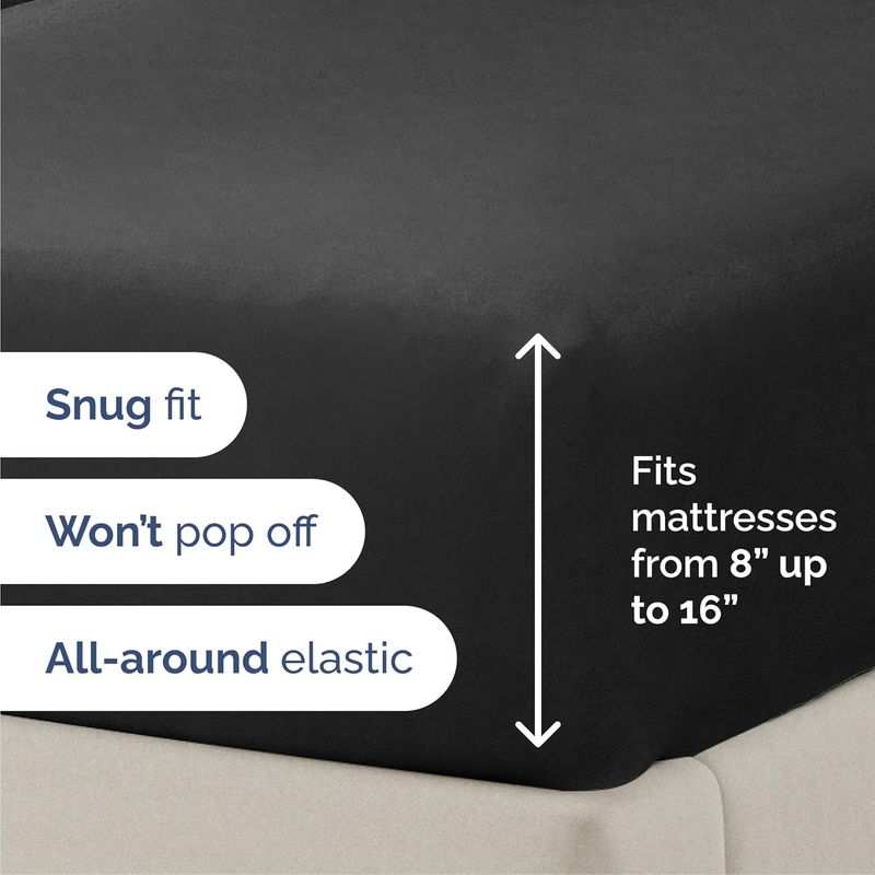 Queen 4 Piece Sheet Set Cooling Hotel Luxury Deep Pocket Black2