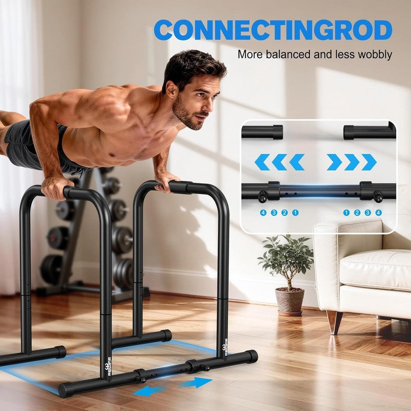 Heavy Duty Dip Station Parallette Push Up & Dip Stand Fitness Workout Bar8