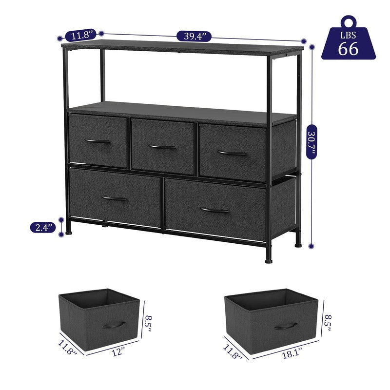 Dresser TV Stand, Entertainment Center with Fabric Drawers, Media Console Table 5