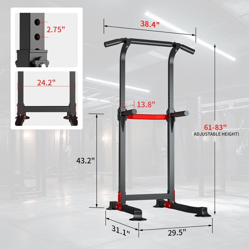 Pull up Bar Dip Station Power Tower Home Gym Equipment 300 Lb Load Steel5