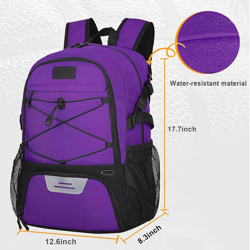 Soccer Basketball Backpack w/ Ball & Shoe Compartment Sports Travel Bag1