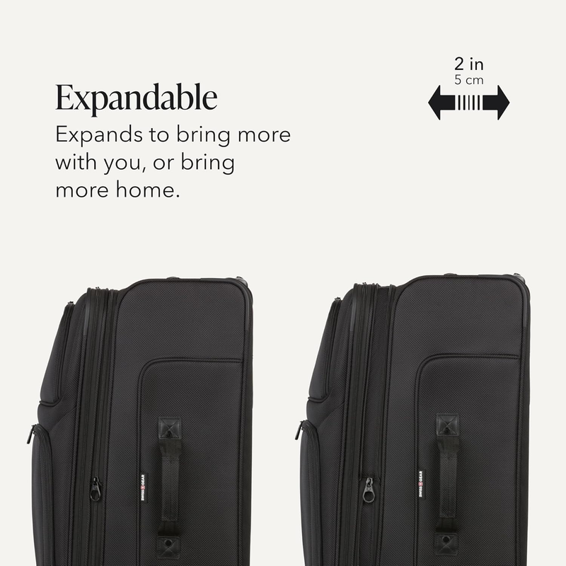Sion Expandable Softside Spinner Luggage Large Checked Suitcase Black3