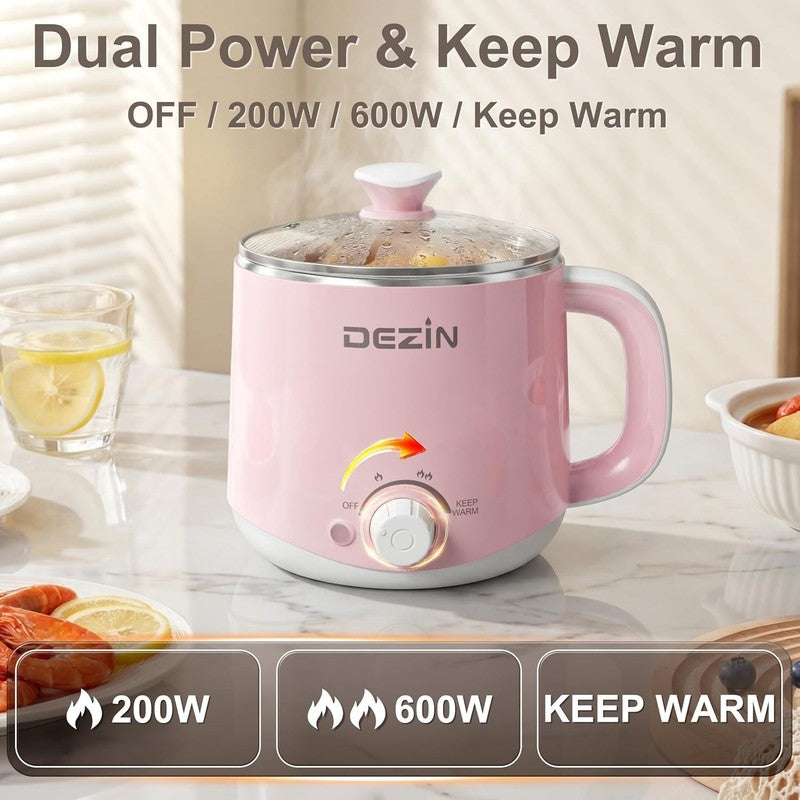 1.6L Electric Hot Pot Noodle Cooker Stainless Steel Temp Control Keep Warm3