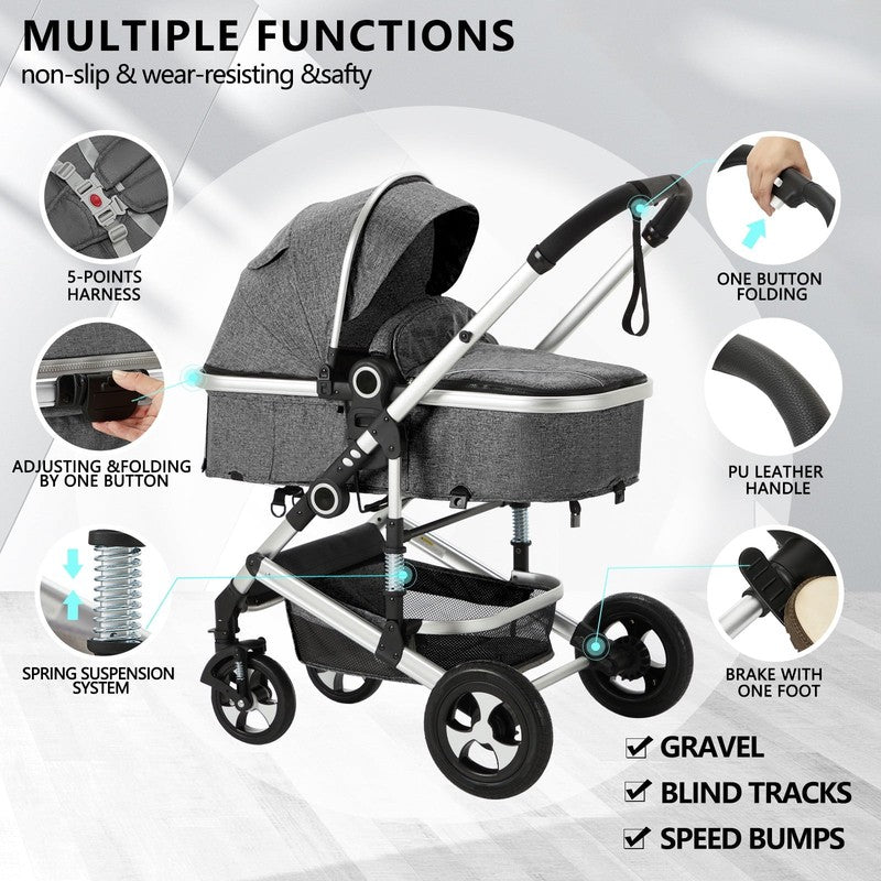 3-In-1 Convertible Baby Stroller with Big Seat and Adjustable Canopy, 24 Pound, 5
