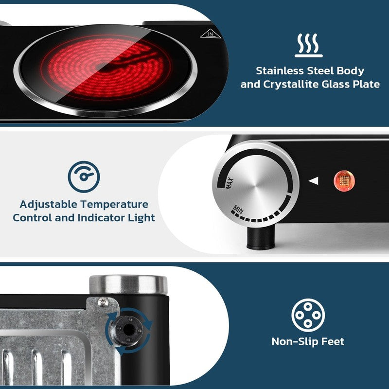 Infrared 7.1” 1 Coil Black Countertop Burner4