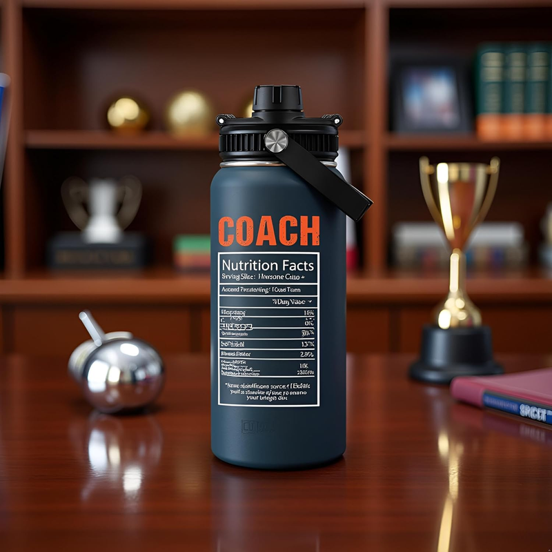 32oz Coach Water Bottle Nutrition Facts “Man Myth Legend” Coach Gift Sports1