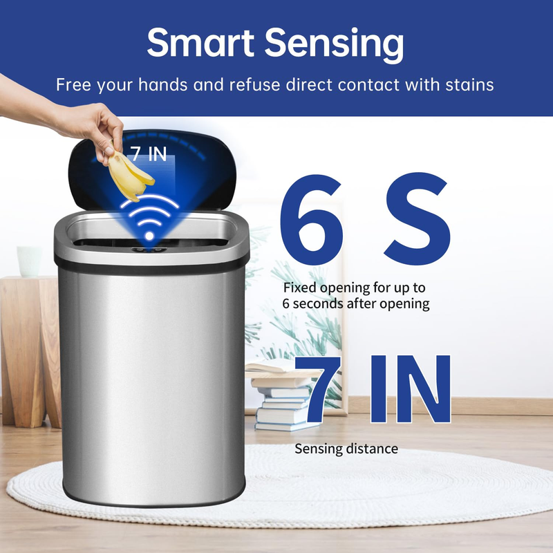 | 13 Gallon Trash Can with Lid | Automatic Touchless Garbage Can | Odor Control 1