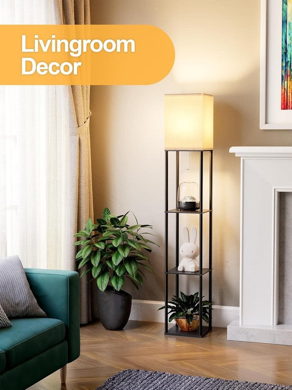 Floor Lamp with Shelves for Living Room, Shelf Floor Lamp with 3 CCT LED Bulb, C5