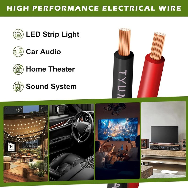 16 Gauge 100FT Red Black Electrical Wire for LED Strips & Home Use6