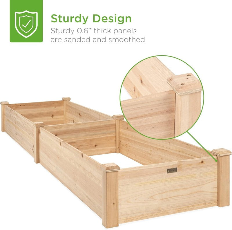 8FT Outdoor Wooden Raised Garden Bed Planter for Veggies & Lawn - Natural4