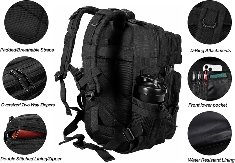 Tactical Backpack 45L Army Black MOLLE 3 Day Assault Rucksack Bag4