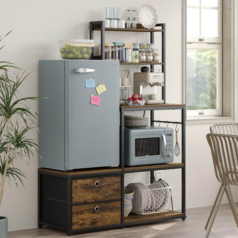 Mini Fridge Stand with Storage, Refrigerator Cabinet with Power Outlet   Multifu6