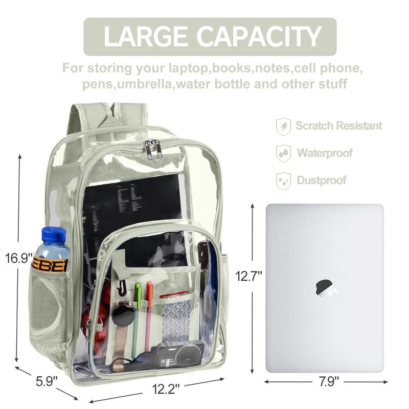 Waterproof Clear Backpack Heavy Duty PVC Transparent Large Capacity Backpack wit4