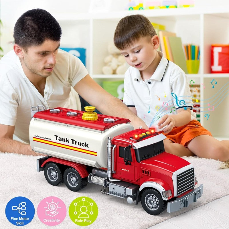Toy Oil Tanker Truck with Sound Lights and Water Spray for Boys and Girls Ages 32