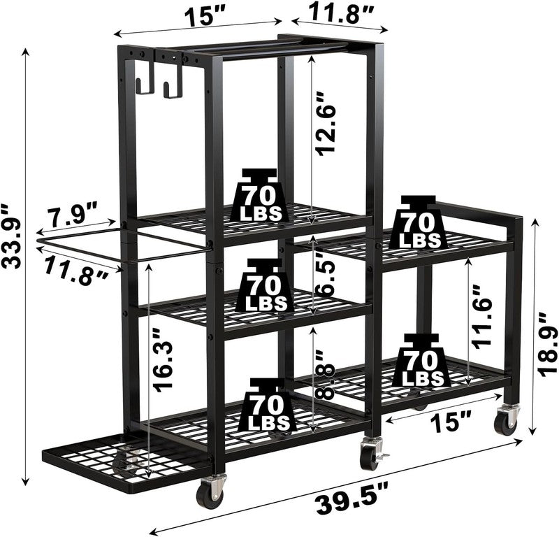 6 Tier Home Gym Storage Rack Dumbbell Weight Yoga Mat Organizer with Wheels1