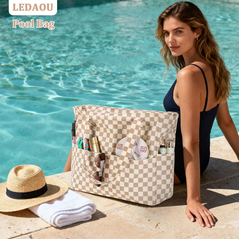 Large Waterproof Beach Bag Women Tote Sandproof Pool Gym Grocery Bag2
