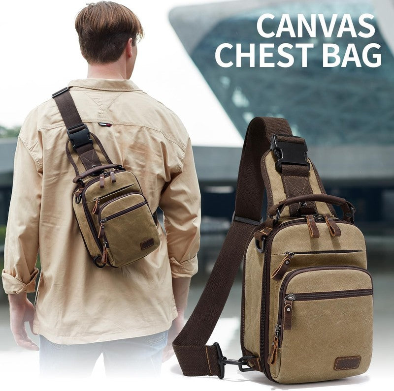 Nerlion Sling Bag Men Waxed Canvas Crossbody Chest Bag Water Resistant Daypack1