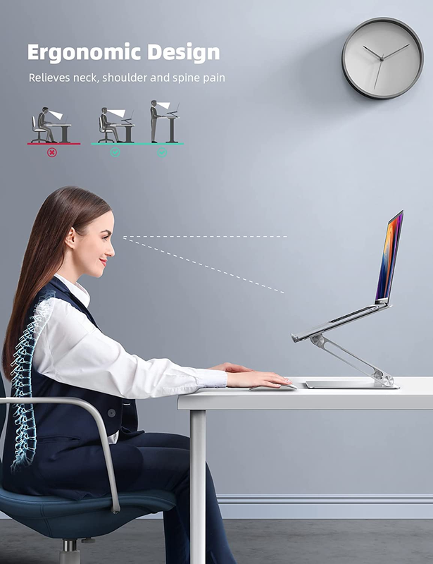 Adjustable Aluminum Laptop Stand Foldable Riser Desk Holder 10 17.3" Silver1