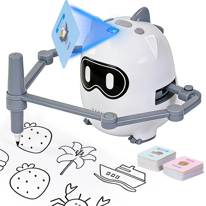 Learning Toddlers Toys, Drawing Robot for Kids with 100 Cards, Montessori Painti0