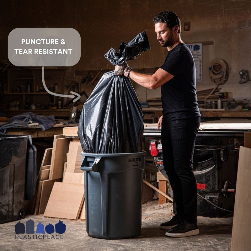 Durable 32 33 Gallon Trash Bags, 1.0 Mil, 100 Count, Black Garbage Liners3