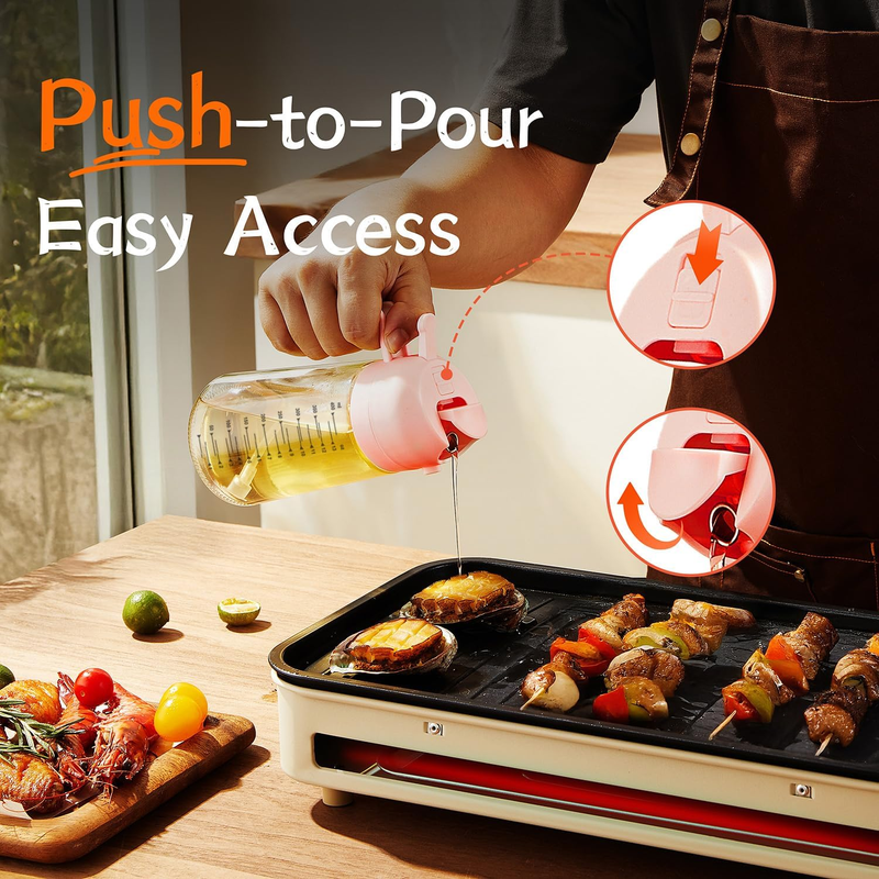 16oz Glass Olive Oil Sprayer 2 in 1 Dispenser Bottle Air Fryer BBQ Peach3