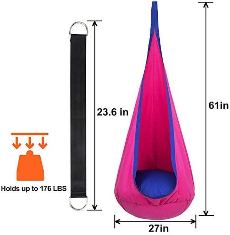 Kids Pod Swing Seat, Hanging Hammock Chair Swing with Inflatable Pillow, Sensory6