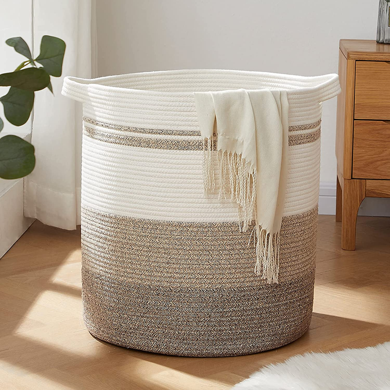 80L Laundry Hamper with Handles, Woven Storage Basket for Clothes, Toys, Blanket8