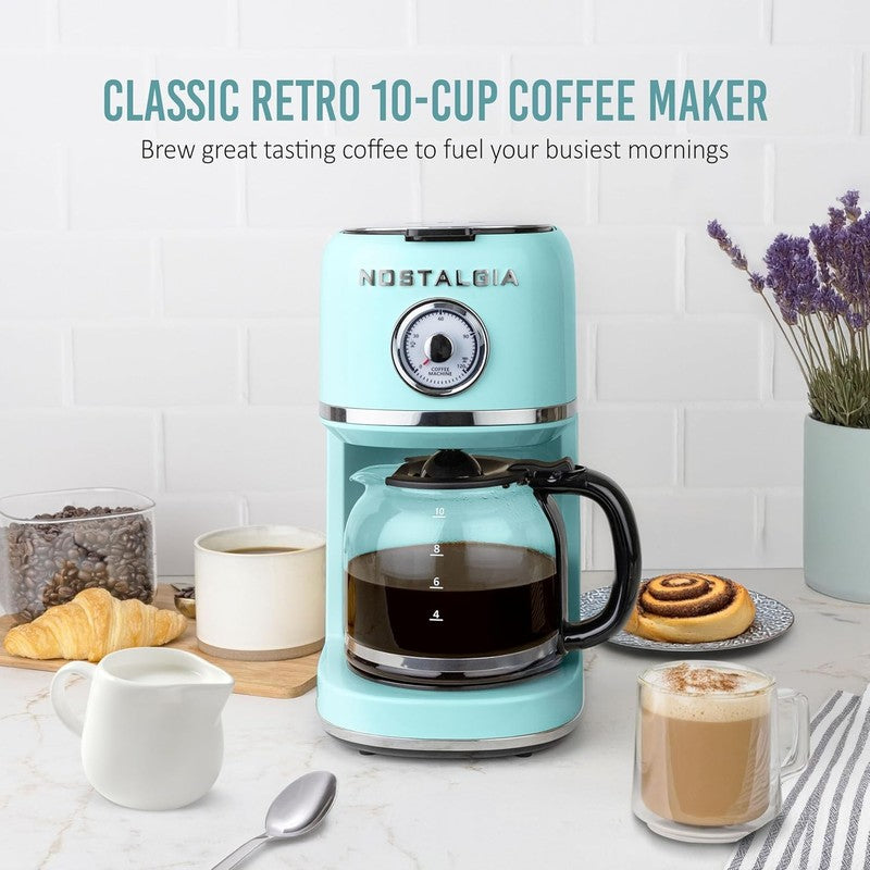 Retro 10 Cup Coffee Maker One-Touch Drip Brew Aqua 50oz Carafe2