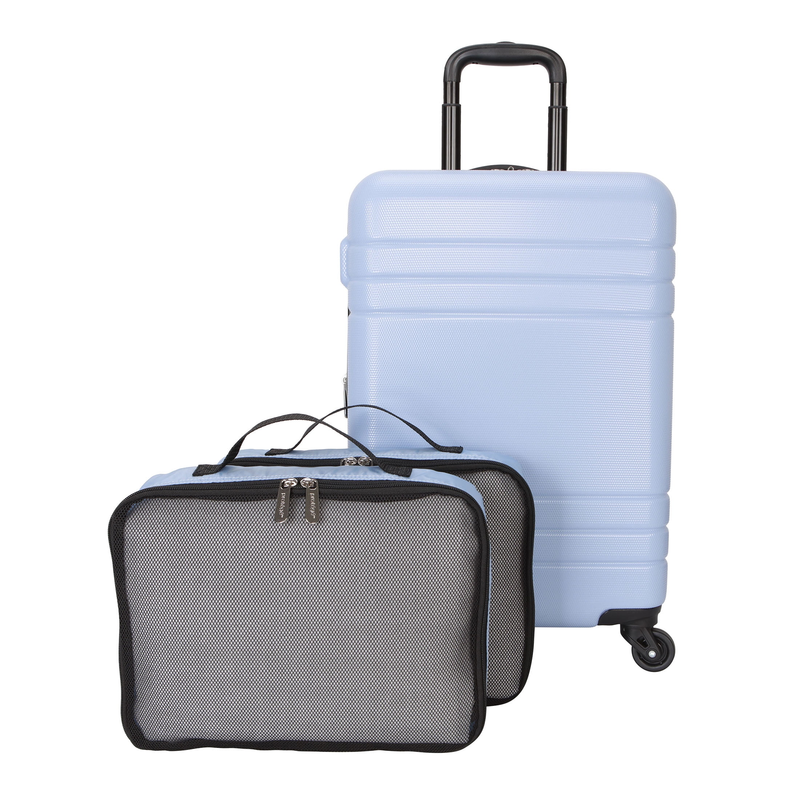3Pc Hardside Luggage Set 360 Spinner Wheels Carry On Packing Cubes Blue Water0