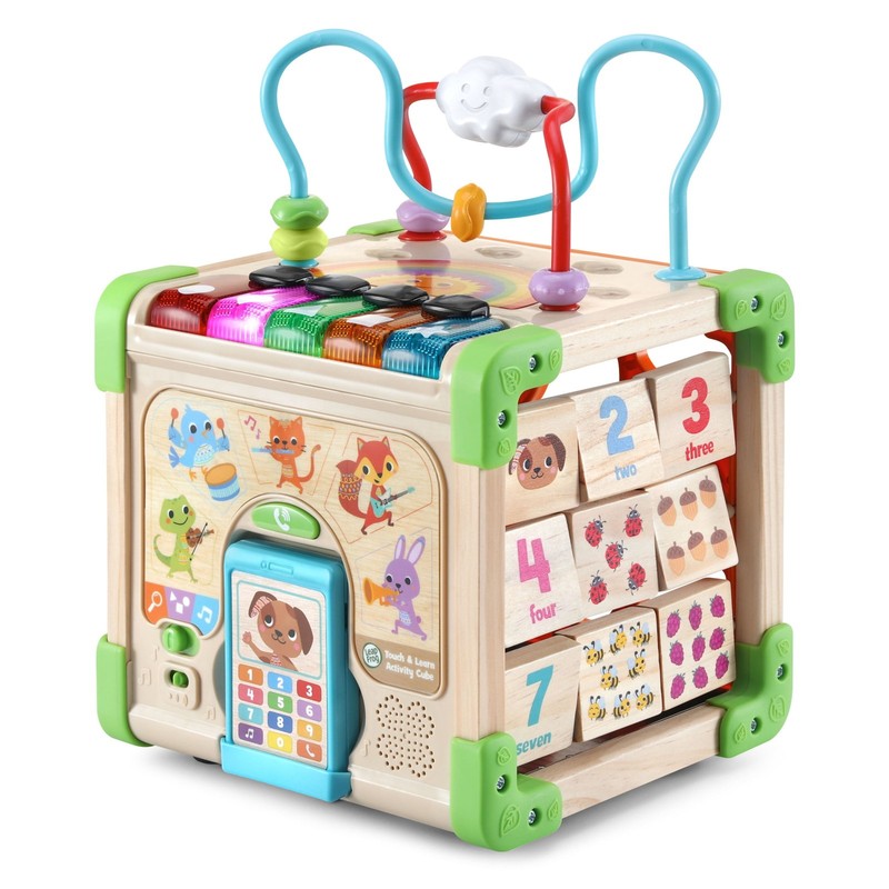 Wooden Activity Cube Touch & Learn FSC Certified Baby Toddler Toy1