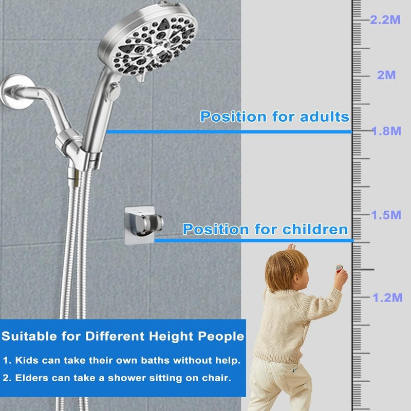 9 Mode High Pressure Handheld Shower Head w/ Hose Anti Clog & Power Wash8