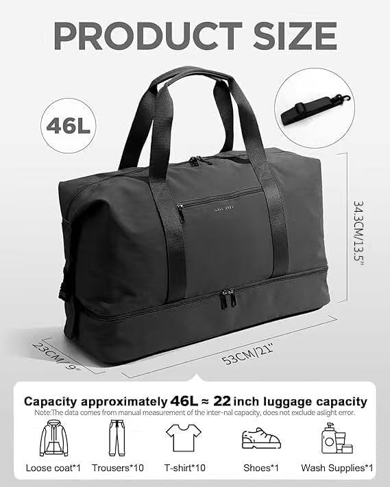 21in Women Weekender Duffle Bag 2Pc Canvas Leather Carry On Shoe Compartment1