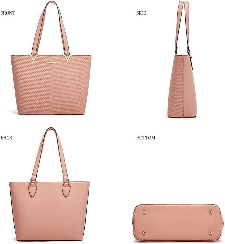 Women Fashion Synthetic Leather Handbag Set 3PCS Tote Shoulder Satchel Purse1