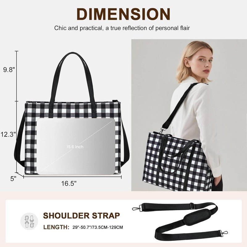 15.6" Laptop Tote Bag for Women Canvas Work Messenger Shoulder Office Handbag1