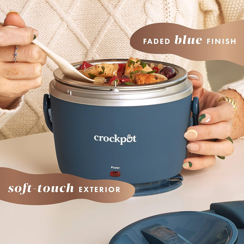 20 Ounce Electric Lunch Box, Portable Food Warmer, Faded Blue, Perfect for Trave4