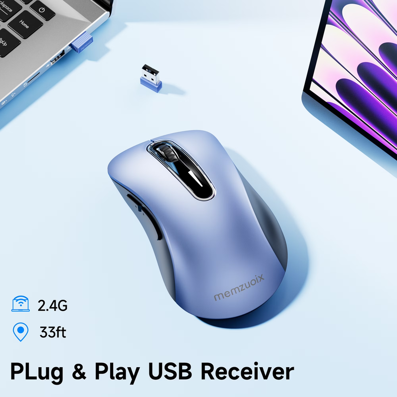 2.4GHz Wireless Mouse 1200 DPI 5 Button USB Receiver PC Laptop Sky Blue5