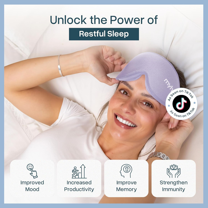 3D Blackout Sleep Mask Memory Foam Eye Mask for Side Sleepers Lavender1