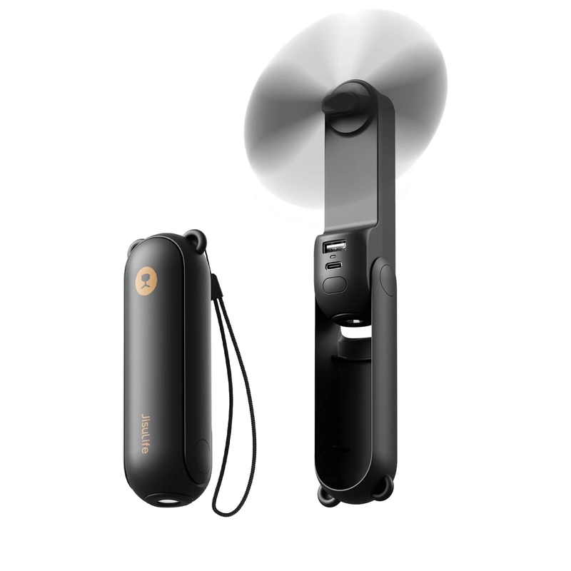 Portable Mini Fan Rechargeable Handheld 3 in 1 Pocket Fan Power Bank Black7