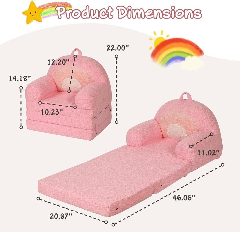 Kids Sherpa Sofa w/ Tri Layer Foam Cushions, Comfy Toddler Seating, Pink2