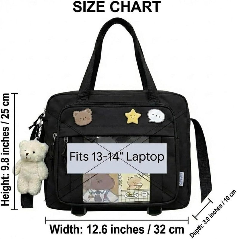 Kawaii Ita Crossbody Bag Women Pin Plush Bear Japanese Y2K Shoulder Purse3