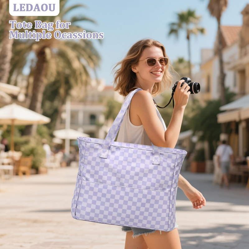 Women Waterproof Beach Tote Large Zipper Wet Pocket Pool Travel Bag1