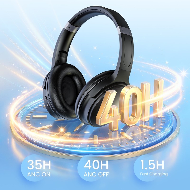 Noise Cancelling Headphones, Wireless Bluetooth Headphones with Clear Calls, Dee5